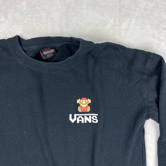 Vans X Nintendo Super Mario Sweatshirt Pullover Men's Size M Black *Game Over* - Picture 2 of 8